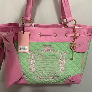 Juicy Couture Tale Green & Pink Daydreamer Tote